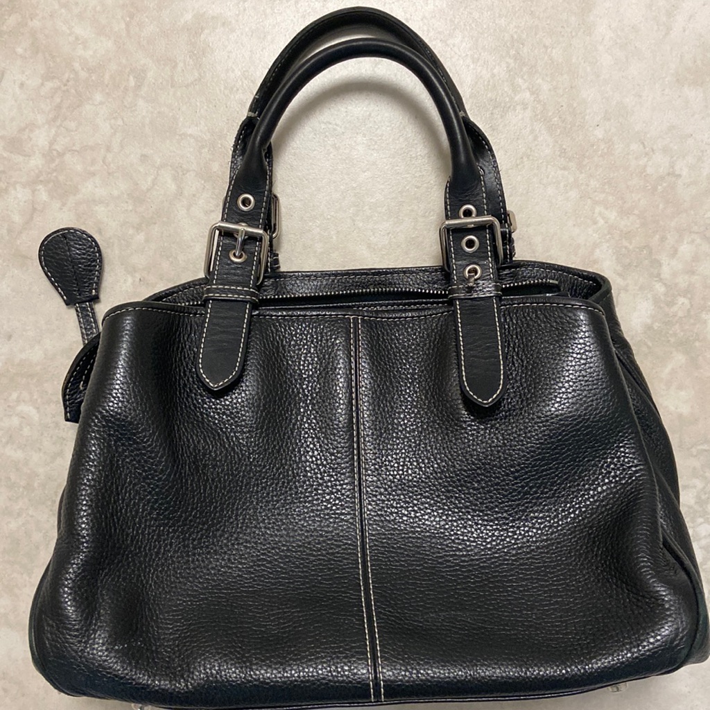 Classic Black Leather Satchel Bag - Women